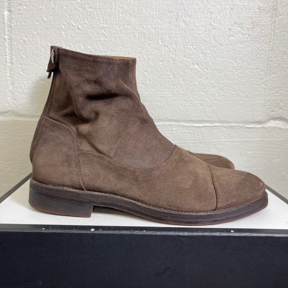 Alberto Fasciani Brown Suede Ankle Boots Cap Toe Zip Women's 38.5 EU/8.5 US‎